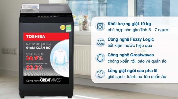 Máy giặt Toshiba AW-M1100PV(MK) 10kg - Ảnh 2
