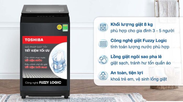 Máy giặt Toshiba AW-M901BV(WK) 8kg - Ảnh 2
