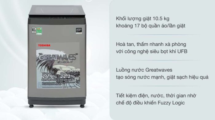 Máy giặt Toshiba AW-UK1150HV (SG) 10.5kg - Ảnh 2