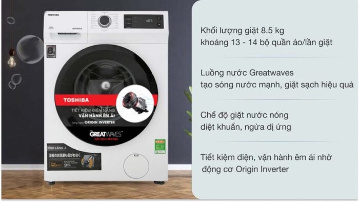 Máy giặt Toshiba TW-BH95S2V (WK) Inverter 8.5kg - Ảnh 2