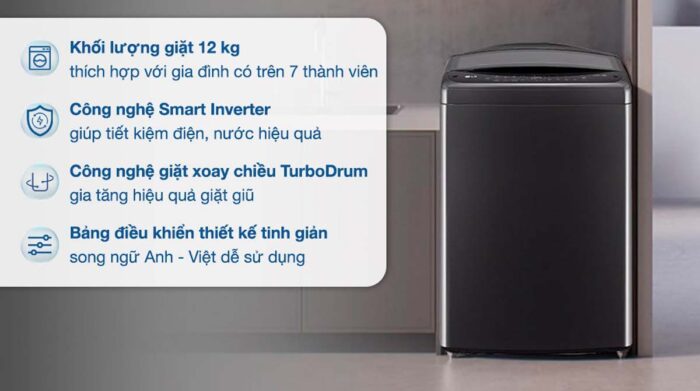 Máy giặt LG T2512VBTB 12kg inverter - Ảnh 2