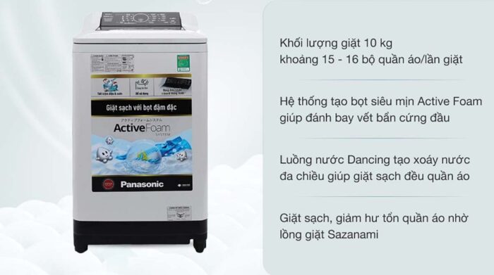 Máy giặt Panasonic NA-F100A4GRV 10kg inverter - Ảnh 2