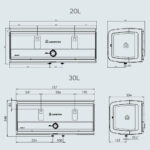 Bình nóng lạnh ARISTON SLIM3 20 B 20L AG+ lít (SL3) ngang gián tiếp 2.5FE 2500W - Ảnh 3