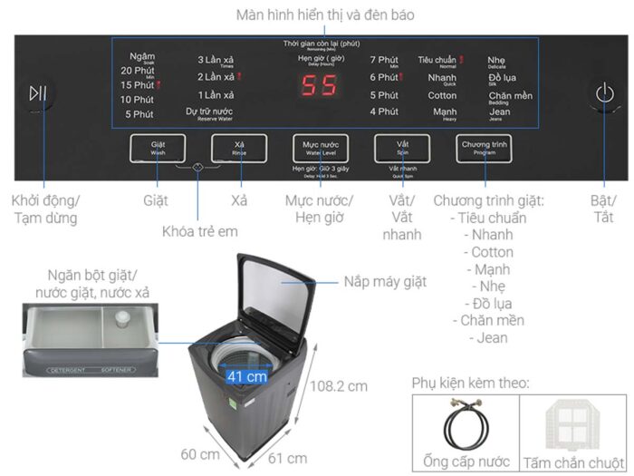 Máy giặt Aqua AQW-FR140UHT.PS Inverter 14kg - Ảnh 3