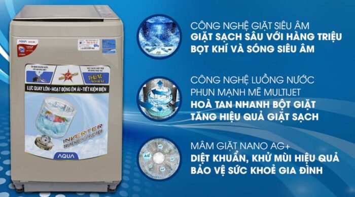 Máy giặt Aqua AQW-D900BT Inverter 9kg - Ảnh 2
