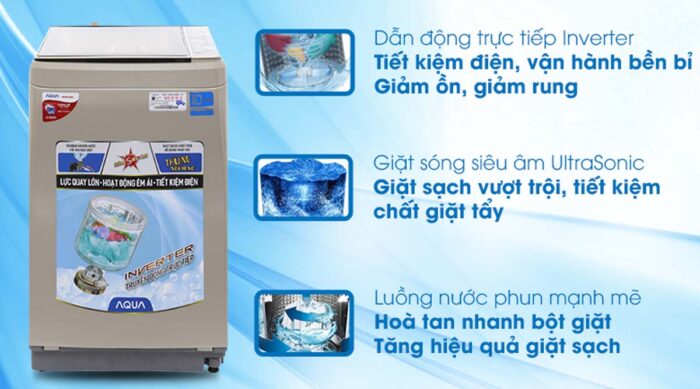Máy giặt Aqua AQW-D901BT Inverter 9kg - Ảnh 2