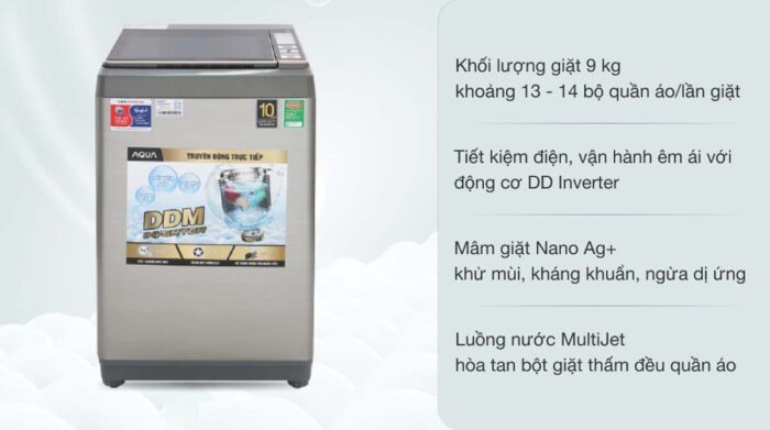 Máy giặt Aqua AQW-DK90CT 9kg Inverter - Ảnh 2