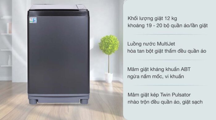Máy giặt Aqua AQW-FW120GT.BK 12kg - Ảnh 2