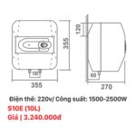 Bình nóng lạnh PICENZA S10E 10L vuông - Ảnh 2