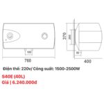 Bình nóng lạnh PICENZA S40E 40L ngang - Ảnh 2