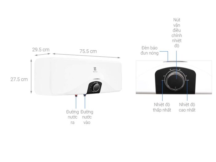 Bình nóng lạnh ELECTROLUX EWS202DX-DWM 20L ngang - Ảnh 3