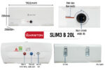 Bình nóng lạnh ARISTON SLIM3 20 B 20L AG+ lít (SL3) ngang gián tiếp 2.5FE 2500W - Ảnh 2