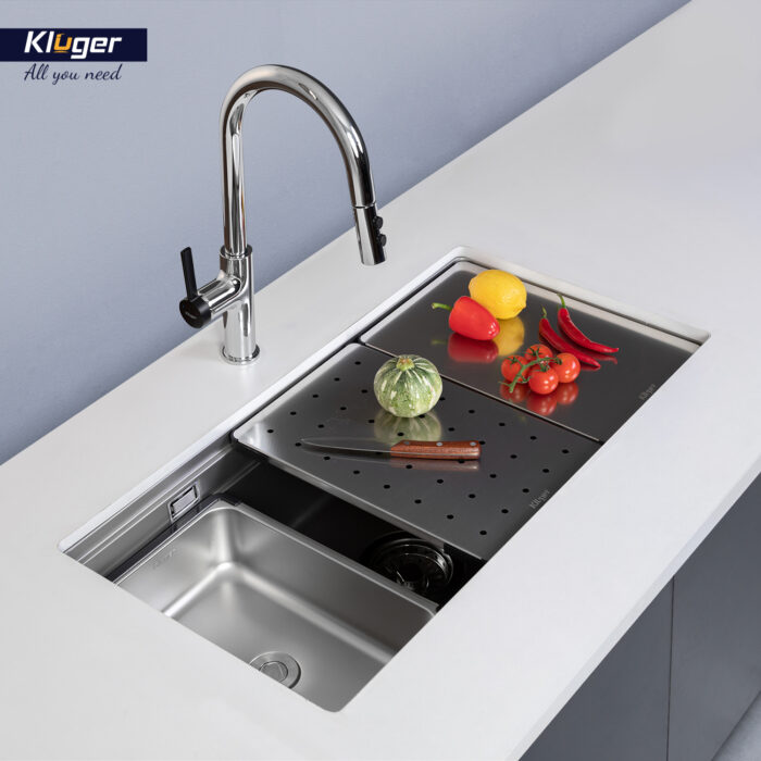 Chậu rửa bát inox KLUGER KG8644FS Plus dòng K600 - Ảnh 3