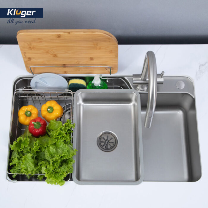 Chậu rửa bát inox KLUGER KH8048SL Plus dòng HARU - Ảnh 7