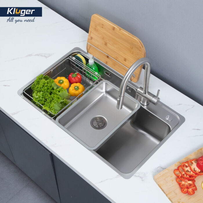 Chậu rửa bát inox KLUGER KH8048SL Plus dòng HARU - Ảnh 9