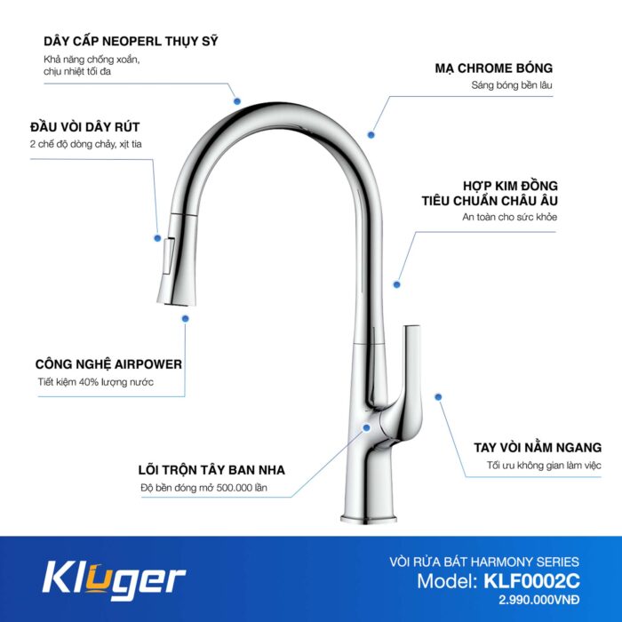 Vòi rửa bát KLUGER KLF0002C - Ảnh 2