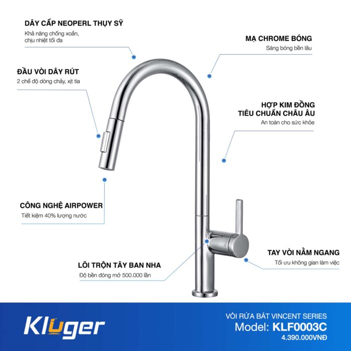 Vòi rửa bát KLUGER KLF0003C - Ảnh 2
