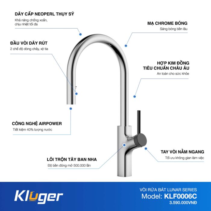 Vòi rửa bát KLUGER KLF0006C - Ảnh 2