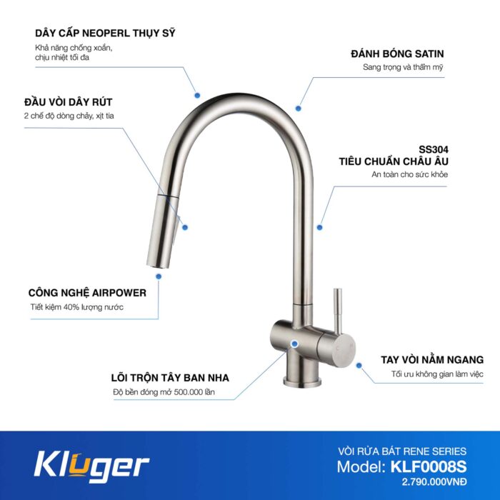 Vòi rửa bát KLUGER KLF0008S - Ảnh 2