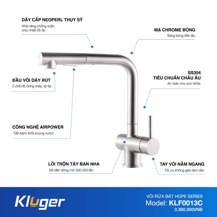 Vòi rửa bát KLUGER KLF0013C - Ảnh 2