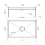 Chậu rửa bát inox NOBINOX ARTINOX TITANIUM NA875U 00008PI704025 - Ảnh 2