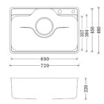 Chậu rửa bát inox NOBINOX LIKEN NL724D - Ảnh 2