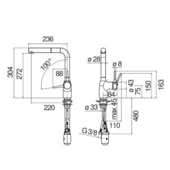 Vòi rửa bát NOBINOX MANIA NB216LTB CU128117 1GUP