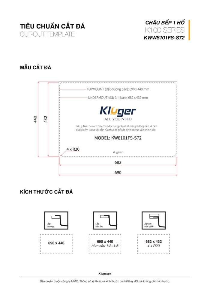 Chậu rửa bát inox KLUGER KW8101FS dòng K100 - Ảnh 4