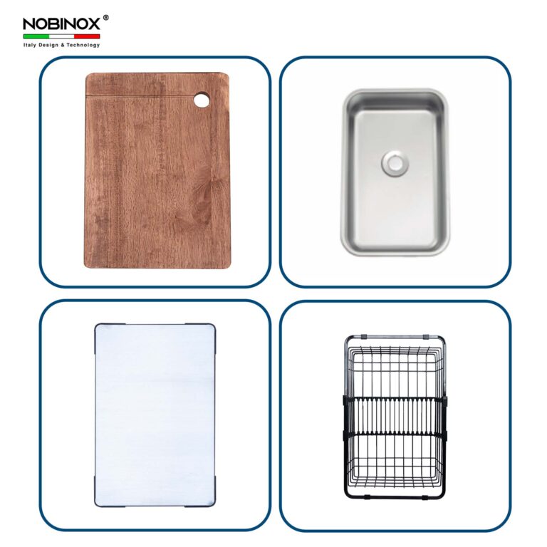 Chậu rửa bát inox NOBINOX LIRA NJ564D - Ảnh 3