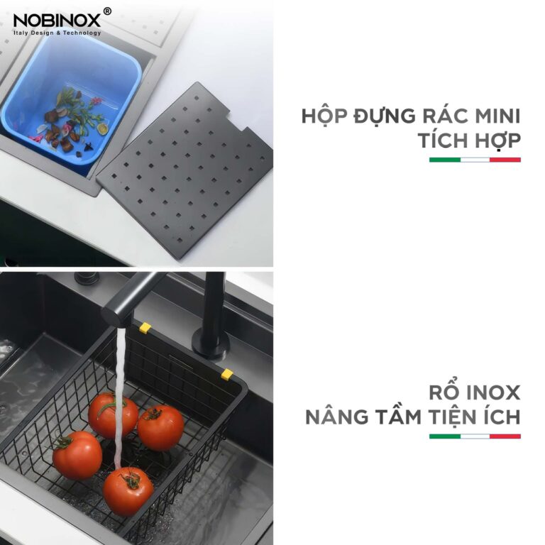 Chậu rửa bát inox NOBINOX LUMIA NJ510B - Ảnh 9