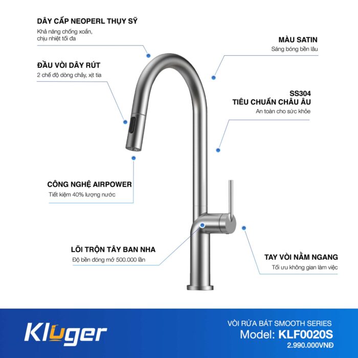 Vòi rửa bát KLUGER KLF0020S - Ảnh 2