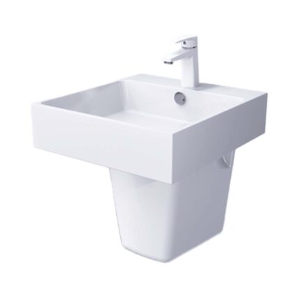 Chậu lavabo treo tường CAESAR LF5261 PF2463 chân lửng