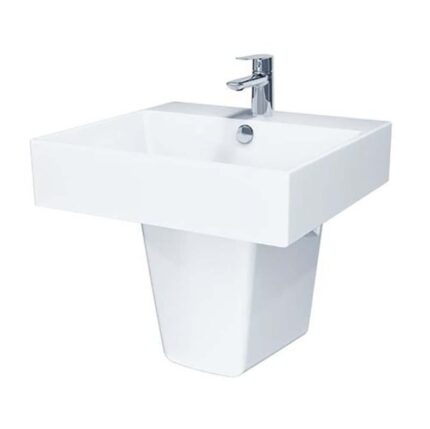 Chậu lavabo treo tường CAESAR LF5263 PF2463 chân lửng