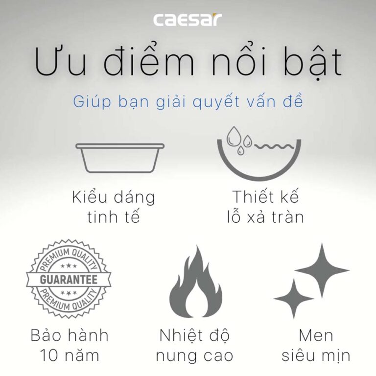 Chậu lavabo treo tường CAESAR LF5263 PF2463 chân lửng - Ảnh 5