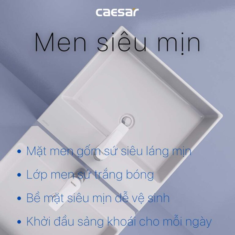 Chậu lavabo treo tường CAESAR LF5263 PF2463 chân lửng - Ảnh 7