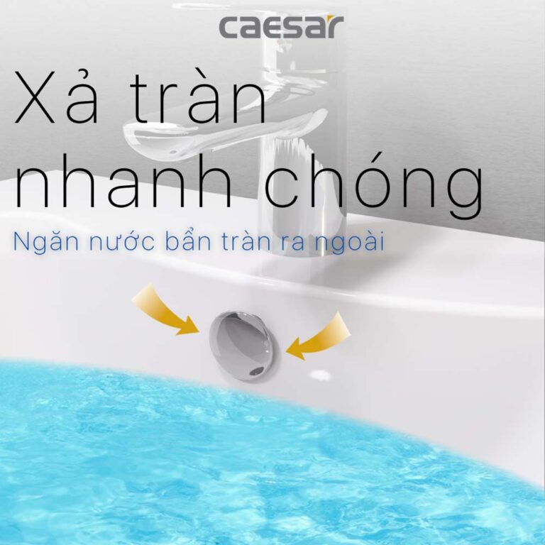 Chậu lavabo treo tường CAESAR LF5263 PF2463 chân lửng - Ảnh 8