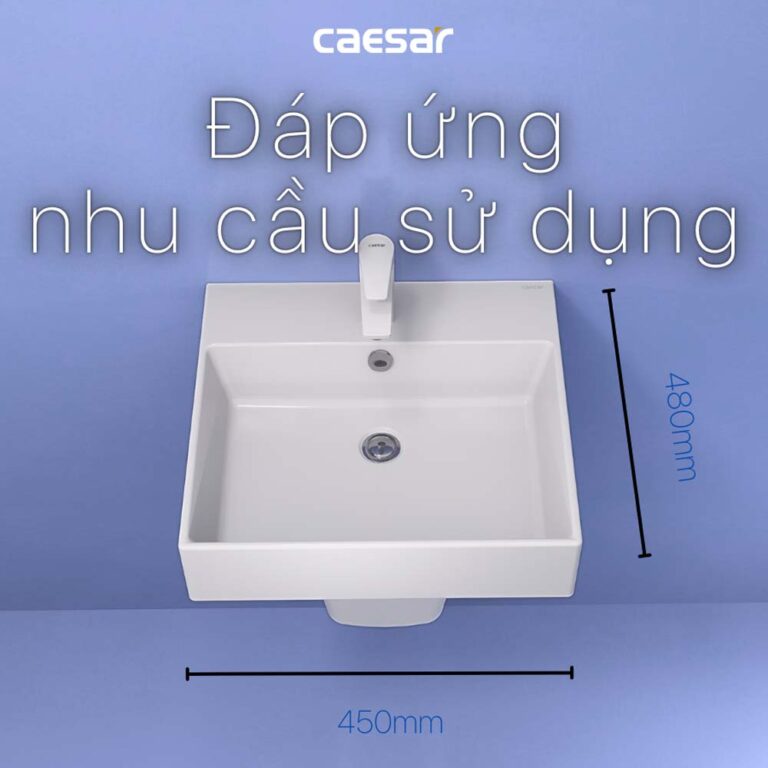 Chậu lavabo treo tường CAESAR LF5263 PF2463 chân lửng - Ảnh 10