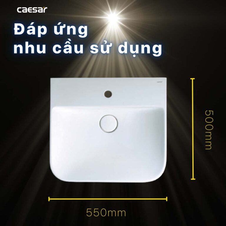 Chậu lavabo treo tường CAESAR LF5370 PF2463 chân lửng - Ảnh 8