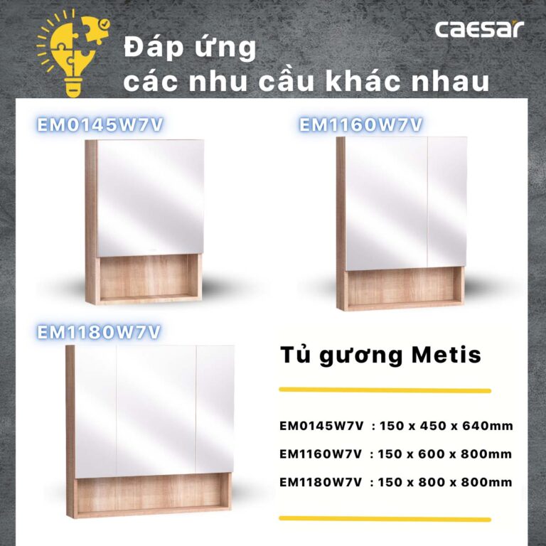 Tủ gương CAESAR EM1160W7V treo tường - Ảnh 10