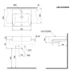 bản vẽ kích thước Chậu lavabo bán âm TOTO LW1315CBVN
