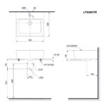 bản vẽ kích thước Chậu lavabo đặt bàn TOTO LT328CTR#XW