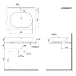bản vẽ kích thước Chậu lavabo đặt bàn TOTO LW896JW/F#ASB