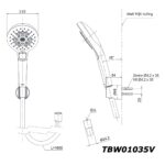 bản vẽ kích thước Tay sen tắm TOTO TBW01035V massage 3 chế độ