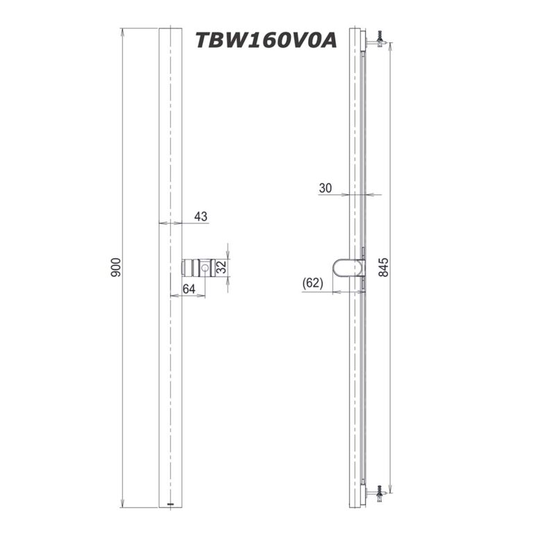 bản vẽ kích thước Thanh trượt sen tắm TOTO TBW160V0A