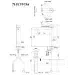 bản vẽ kích thước Vòi lavabo TOTO TLG13303A cổ cao nóng lạnh GT
