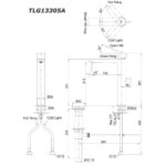 bản vẽ kích thước Vòi lavabo TOTO TLG13305A cổ cao nóng lạnh GT