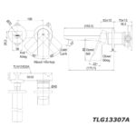 bản vẽ kích thước Vòi lavabo TOTO TLG13307A TLN103G0A 2 lỗ âm tường nóng lạnh GT
