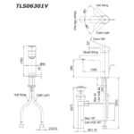 bản vẽ kích thước Vòi lavabo TOTO TLS06301V nóng lạnh