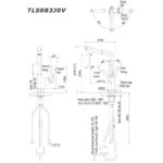 bản vẽ kích thước Vòi lavabo TOTO TLS083J0V nóng lạnh rút dây cổ cao