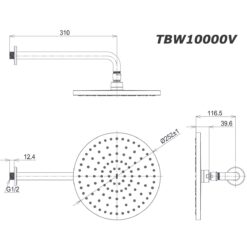 bản vẽ kích thước Bát sen âm tường TOTO TBW10000V gắn tường